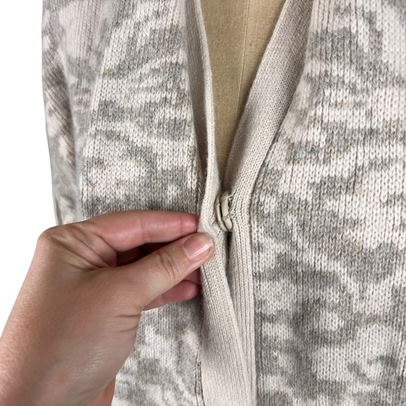 Sundance Catalog lambswool angora cardigan sweater coat in cream and gray SZ M - Picture 2 of 9